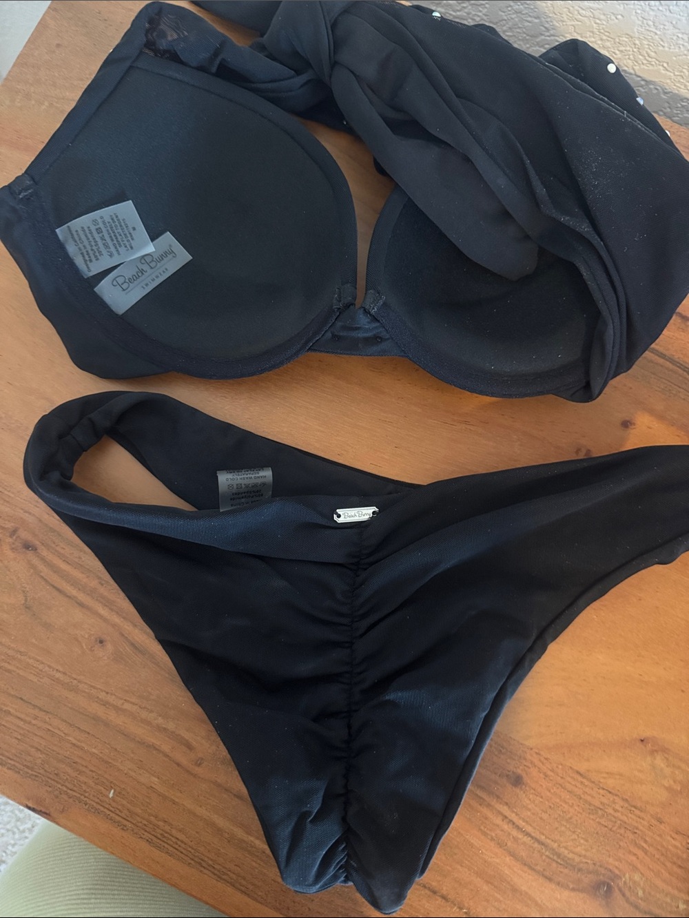 Black Rhinestone Embellished Halter Bikini - Picture 4 of 4